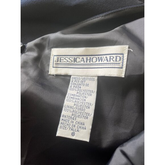 Jessica Howard navy blue sleeveless maxi dress and matching jacket with beads - Picture 8 of 8